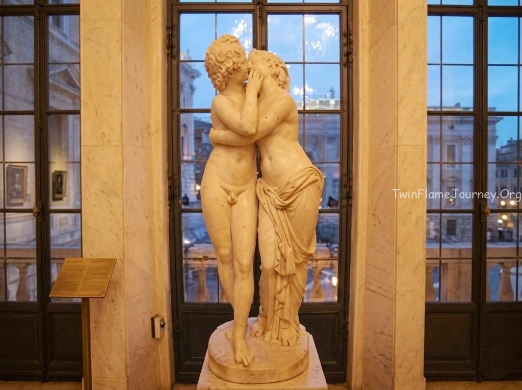 Marble statue titled Cupid and Psyche (also known as Eros and Psyche), located in the Capitoline Museums in Rome. 