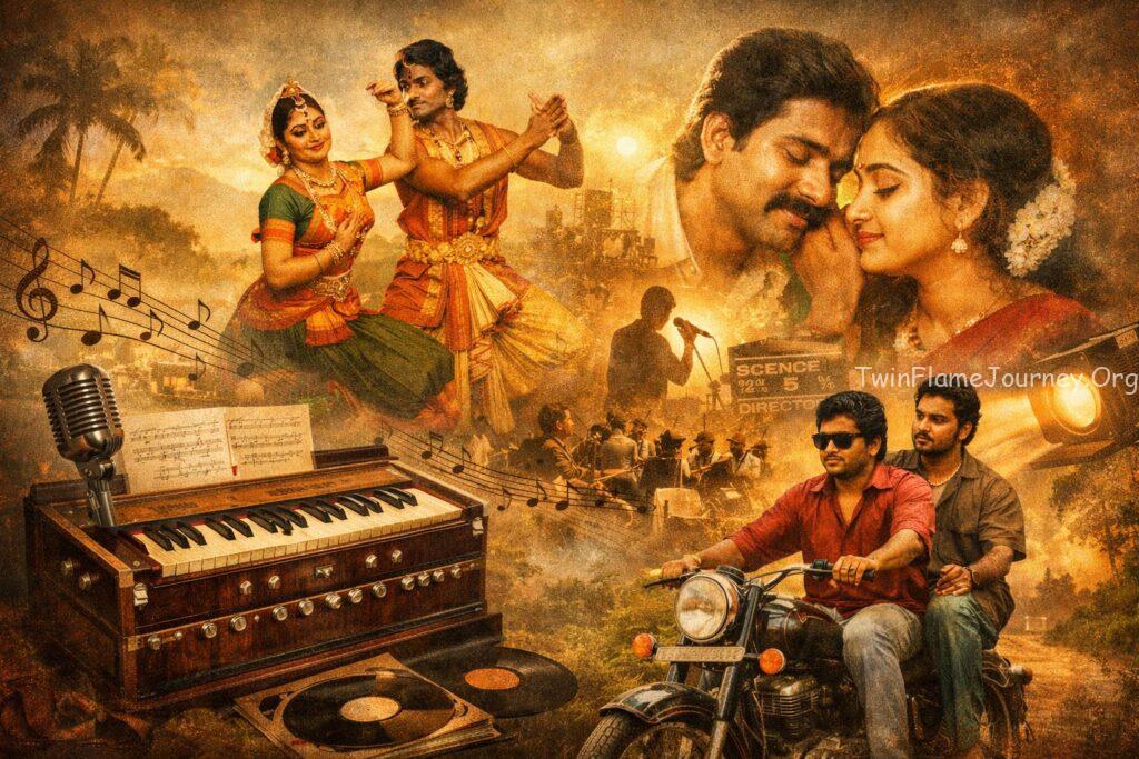 Portrait collage of Malayalam music directors and singers