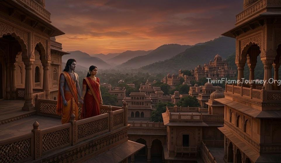 Realistic architectural view of the ancient Madra Kingdom at sunset.