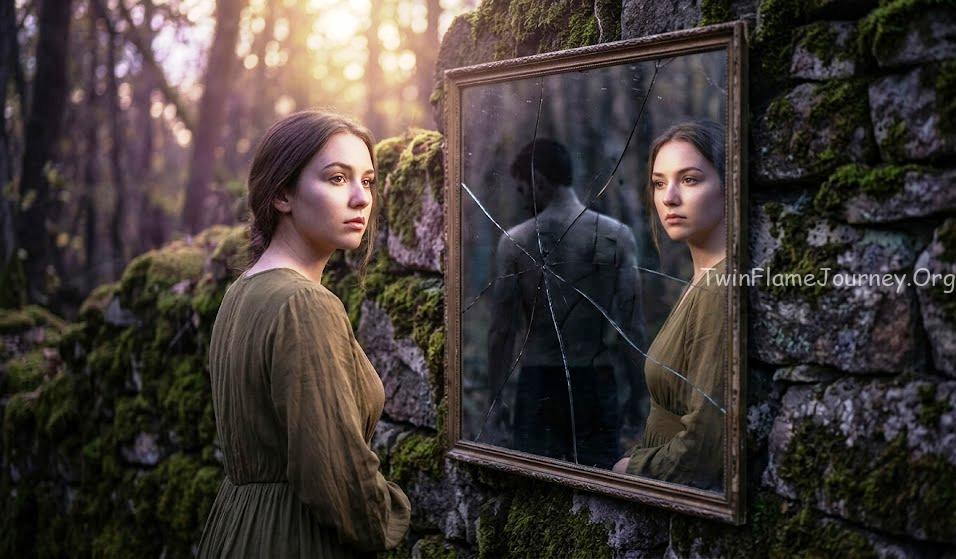 Divine Feminine meditating in a forest, experiencing inner healing and radiating a golden light from her heart chakra.