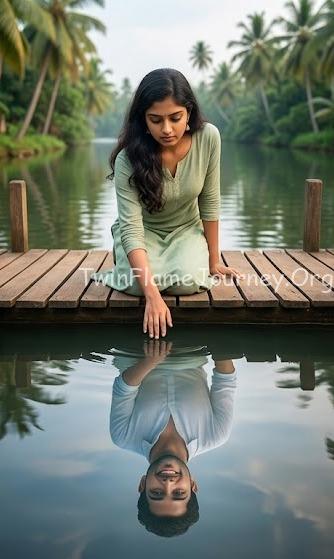 South Indian Twin Flames connected by Heart Chakra energy in a natural setting.