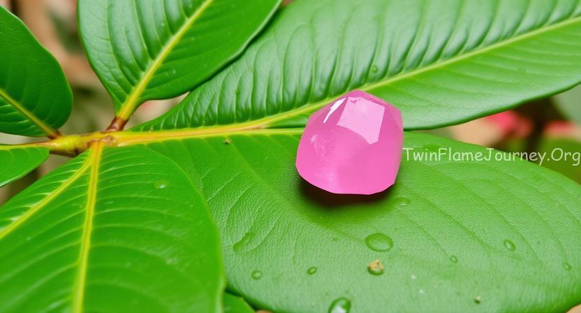 A high-quality photo of a natural Rose Quartz stone reflecting warm sunlight.