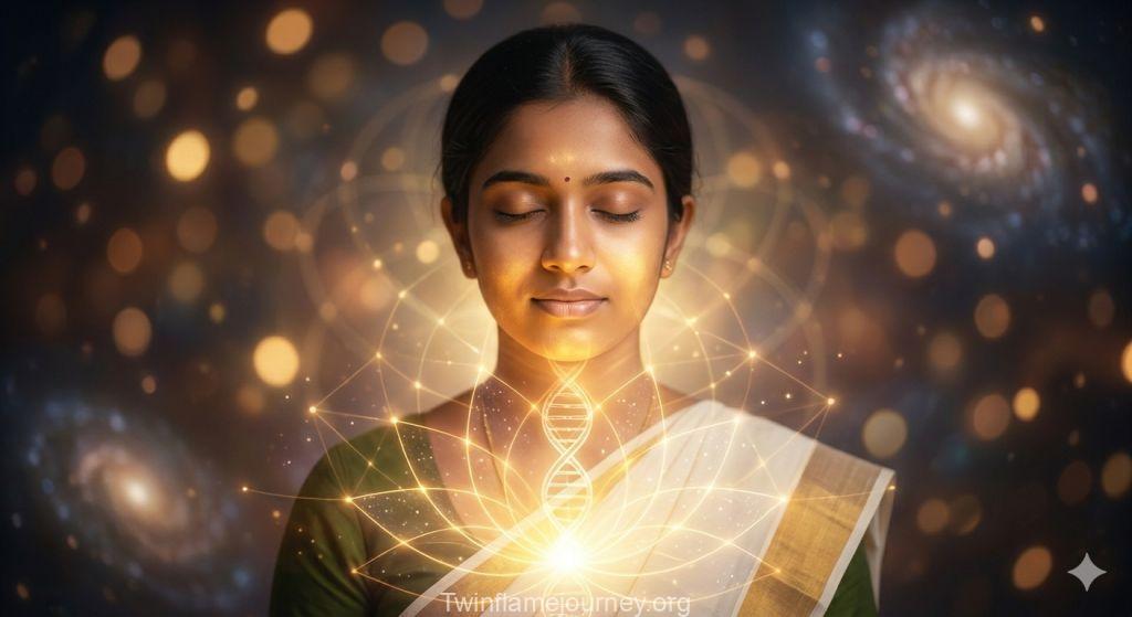 Twin flame union through spiritual devotion.