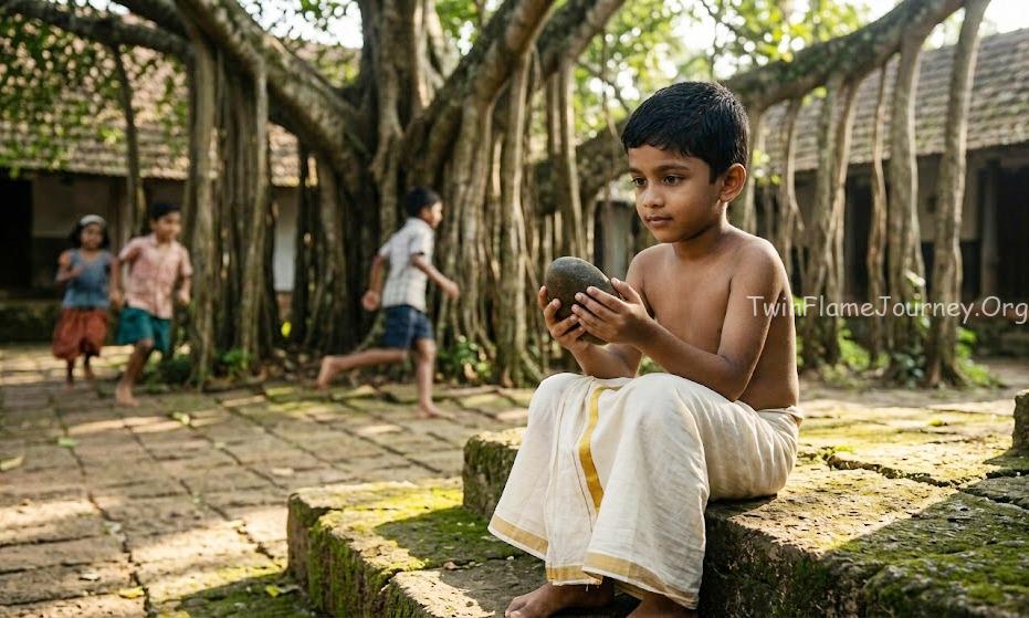 Serene Old Soul meditating under a Banyan tree in Kerala.
