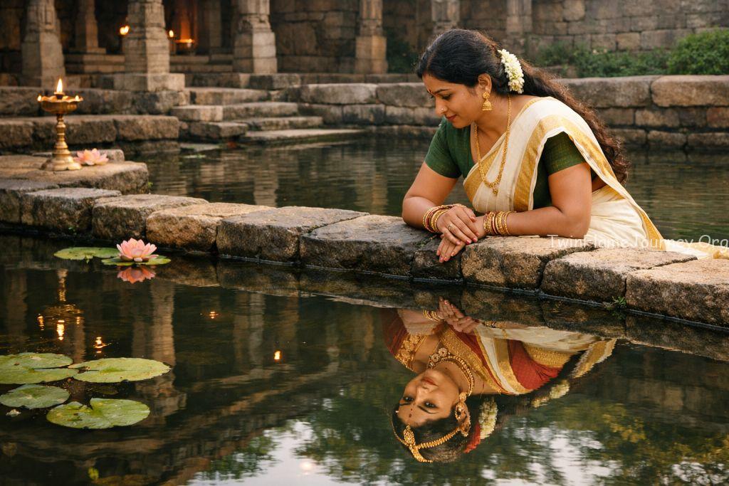 Spiritual past life reflection of a young South Indian woman.