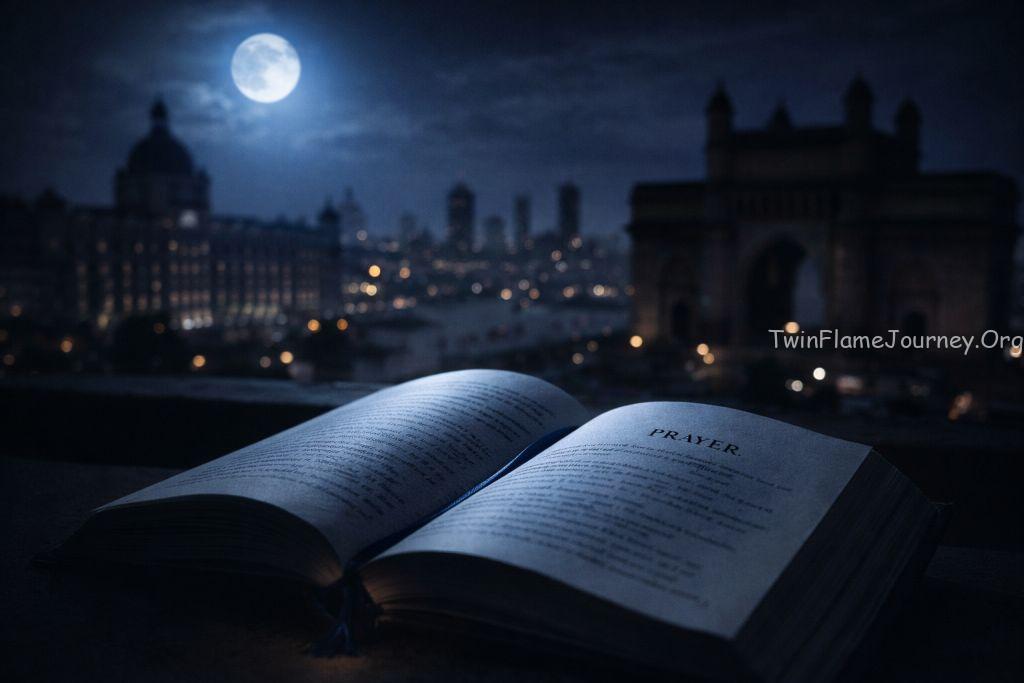 Artistic shot representing the universal power of healing prayer in an urban setting.