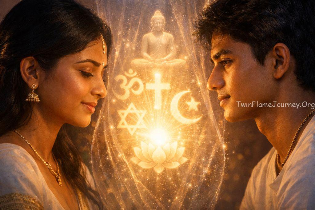 Twin flames exploring the concept of one god and many forms.