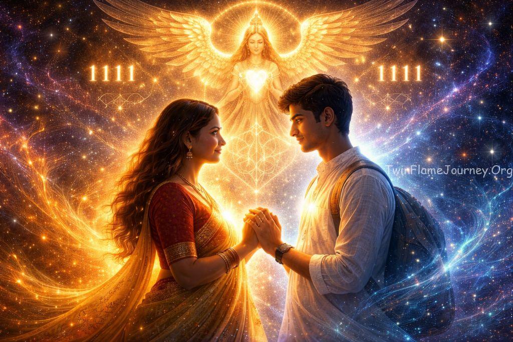 A visualization of the Lovers card energy, highlighting the soul-level connection between the divine feminine and masculine