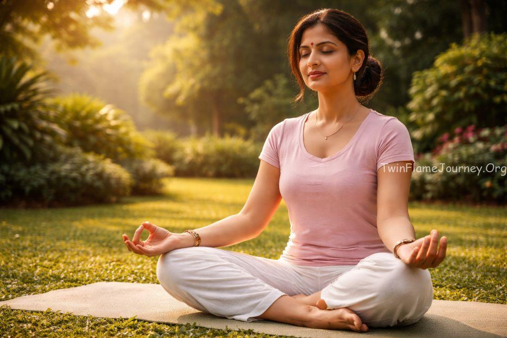 This image captures the essence of the Divine Feminine energy through physical and mental discipline.