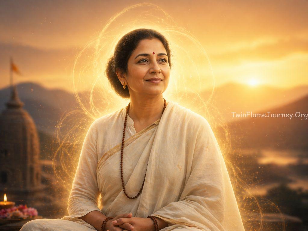 Spiritual female mentor from Maharashtra guiding astral travel.