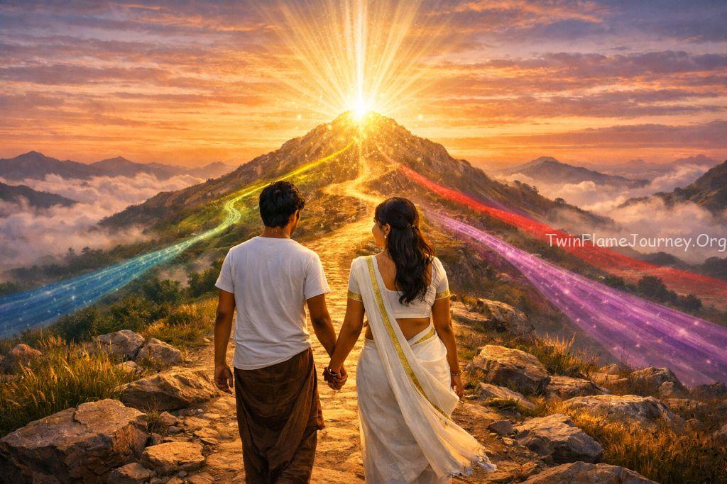 Many paths leading to one divine source, featuring Sri Lankan faces.