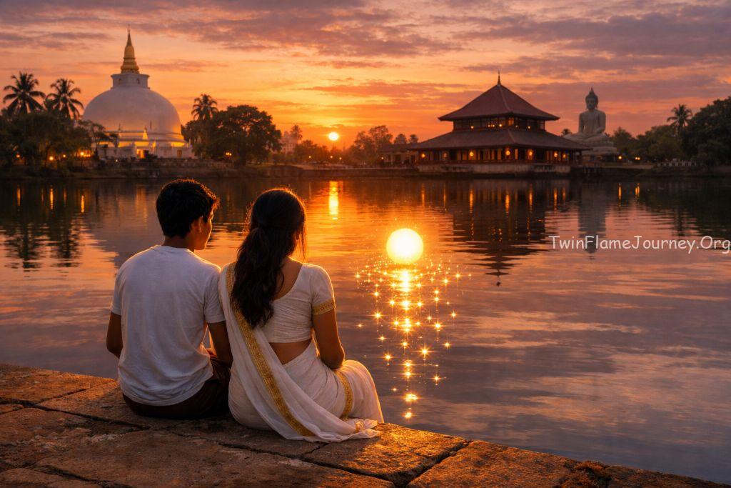 Sri Lankan couple contemplating divine oneness and plurality.
