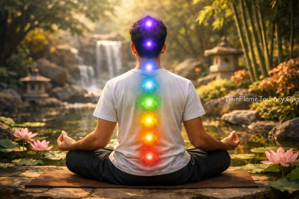DM meditating on 7 chakras for spiritual balance.