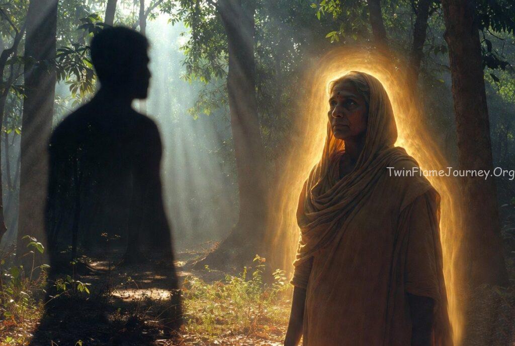 A portrayal of the Divine Feminine in a state of supreme peace and detachment.