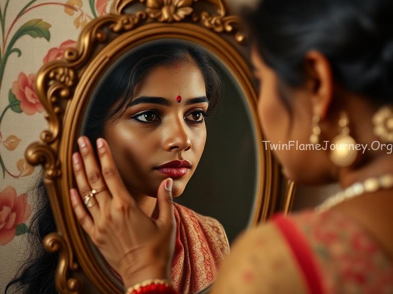 DF looking into a vintage mirror