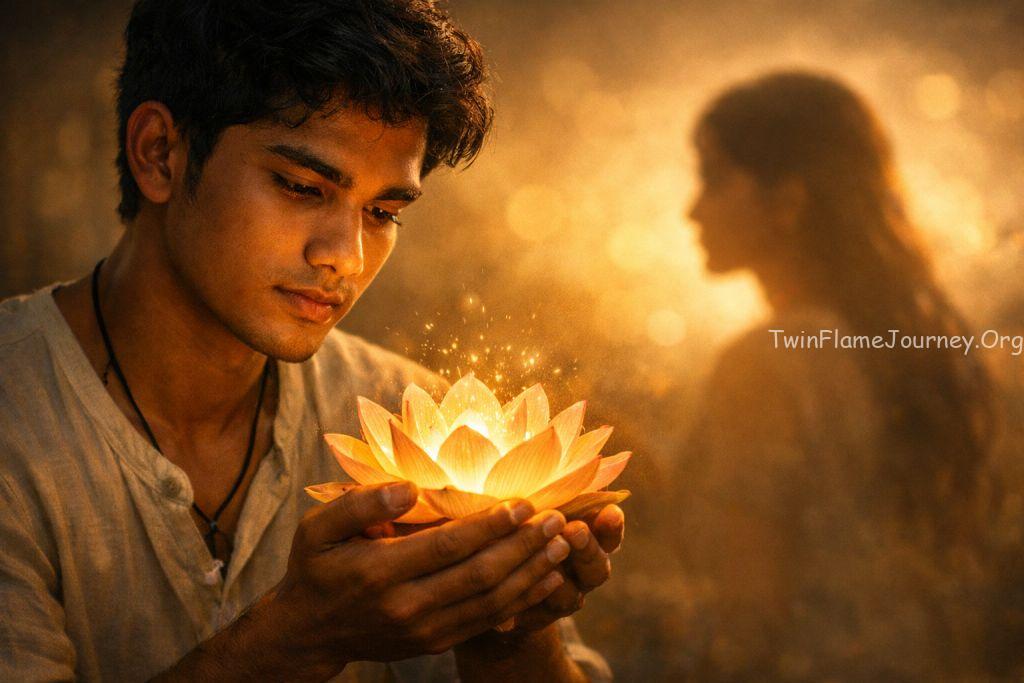 An artistic representation of a young Indian man experiencing an emotional shift during the 2026 portal.