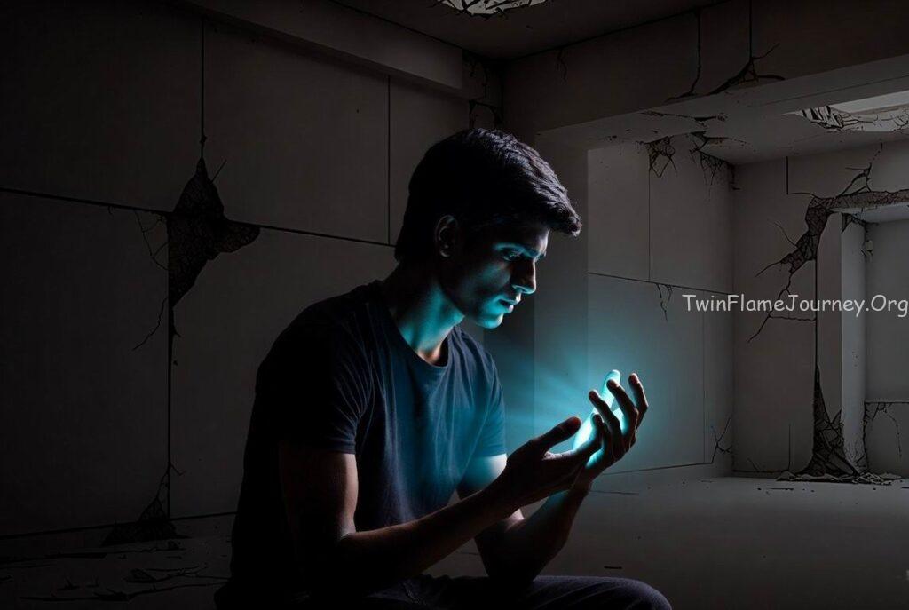 DM looking at his reflection, symbolizing the inner child healing and self-realization process.