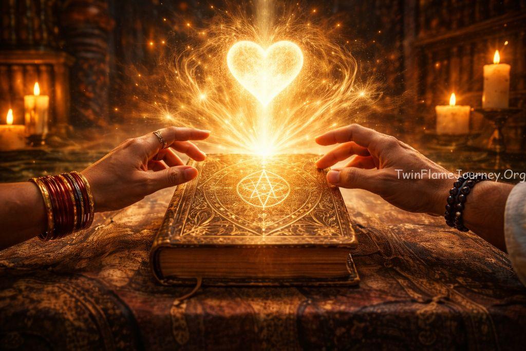 Symbolizing the blend of tradition (the book) and love (the heart), this image captures the essence of the rare tarot combination