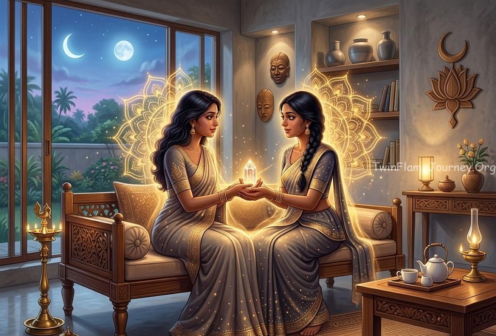 Metaphysical soul contract and karmic threads of attachment.