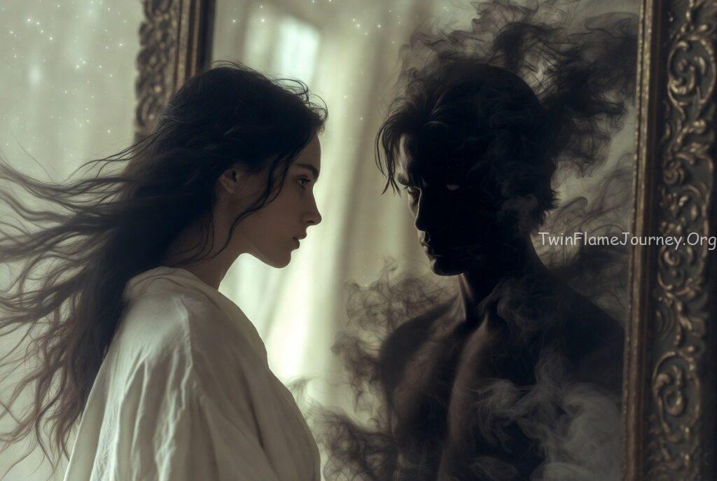 The contrast represents pure love vs. inner shadows