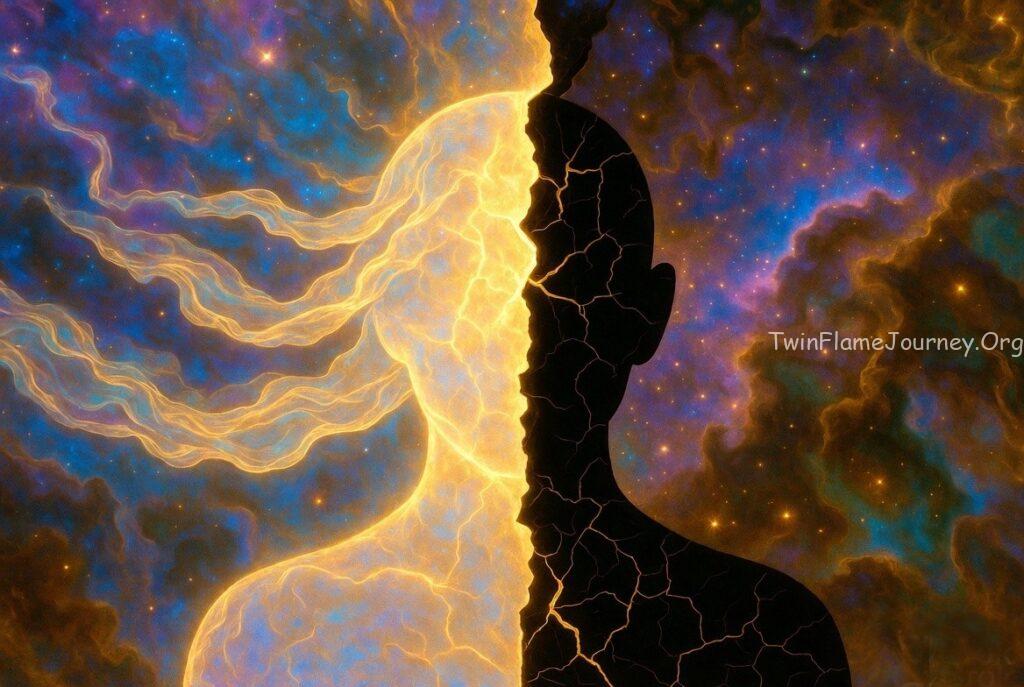 A single luminous energy thread connects their hearts