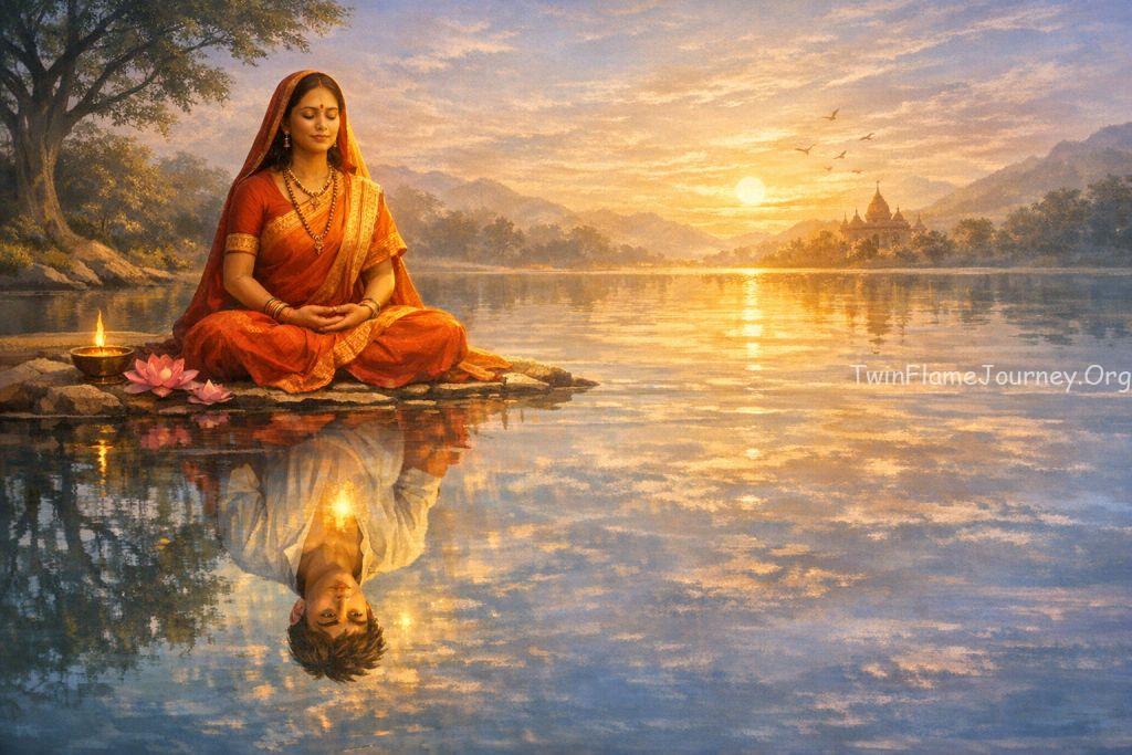 Twin Flame Mirror Effect reflecting inner peace between partners.