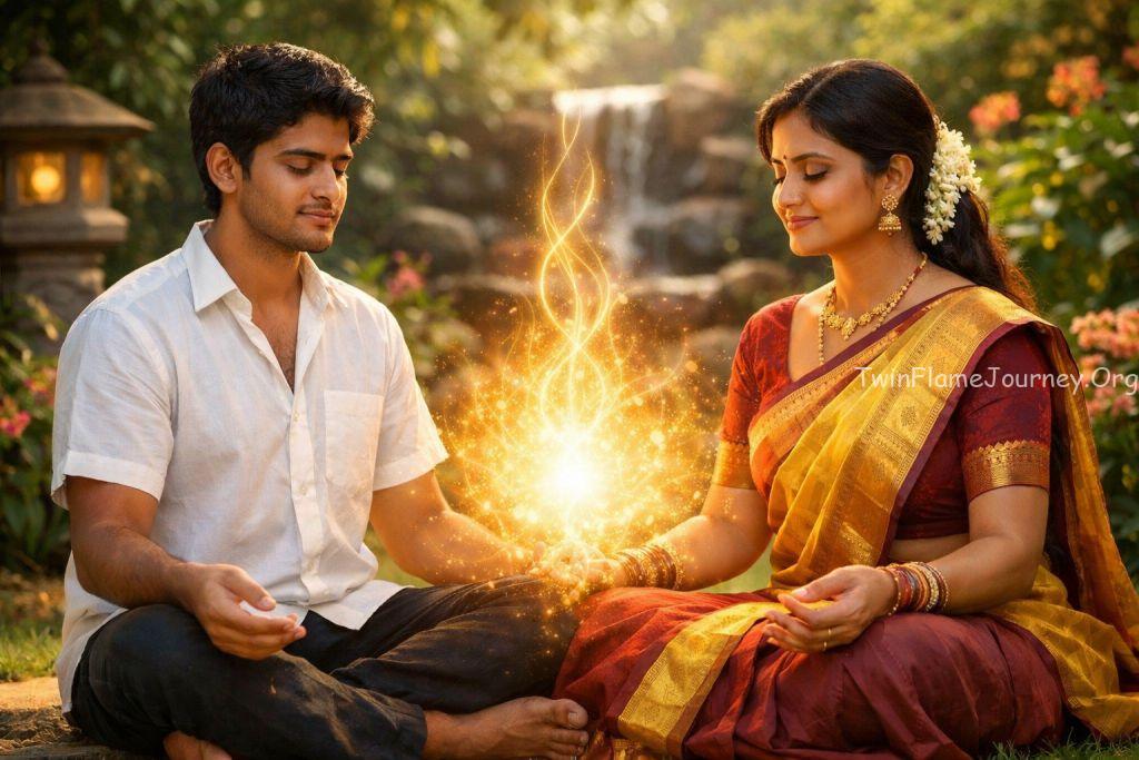 Spiritual energy connection between a South Indian twin flame couple.