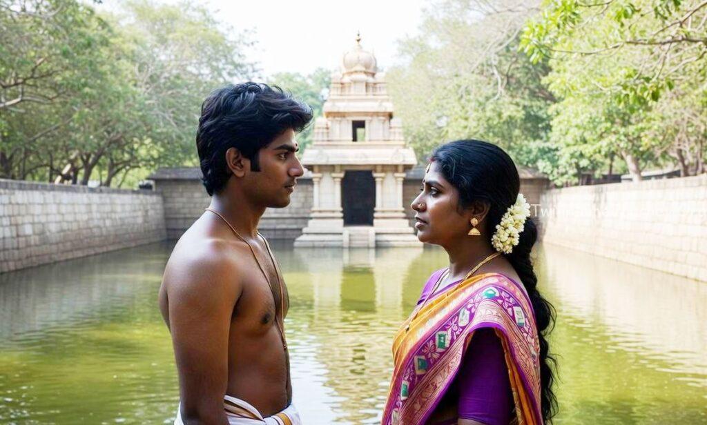A young Kerala couple exploring spiritual connection outdoors