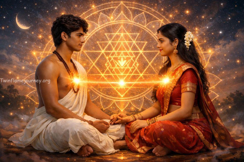 Young Hindu female experiencing emotional healing and self love during twin flame separation